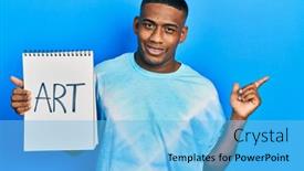  Presentation with black art - Presentation design enhanced with young-black-man-holding-art background and a light blue colored foreground
