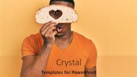  Presentation with black man - Presentation theme consisting of young-black-man-holding-bread background and a gold colored foreground