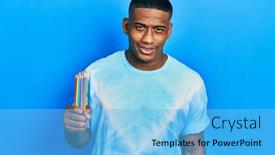  Presentation with colored pencils - Audience pleasing PPT layouts consisting of young-black-man-holding-colored backdrop and a light blue colored foreground