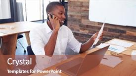  Presentation with black man - Slide deck consisting of young black man in office background and a red colored foreground