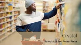  Presentation with black man - PPT theme with young-black-man-in-stylish background and a coral colored foreground