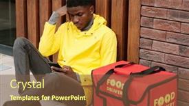  Presentation with black man - PPT layouts consisting of young-black-man-in-uniform background and a  colored foreground