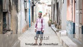  Presentation with high quality - PPT layouts with young-black-man-on-city background and a soft green colored foreground