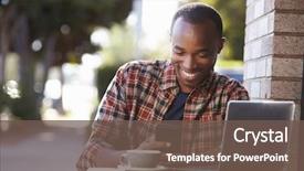  Presentation with black man - Slides consisting of young black man outside background and a tawny brown colored foreground