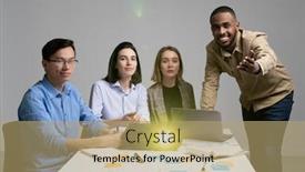  Presentation with projector - Beautiful slide deck featuring young-black-man-pointing backdrop and a coral colored foreground