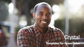  Presentation with black man - Theme with young black man sitting outdoors background and a tawny brown colored foreground