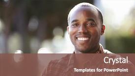  Presentation with black man - Amazing slide deck having young black man sitting outside backdrop and a violet colored foreground