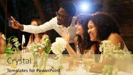  Presentation with black man - PPT theme featuring young-black-man-taking-selfie background and a yellow colored foreground