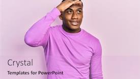 Presentation with far away - Presentation theme with young-black-man-wearing-casual background and a lavender colored foreground