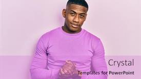  Presentation with black man - Slide set enhanced with young-black-man-wearing-casual background and a lilac colored foreground