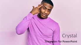  Presentation with black man - Presentation theme enhanced with young-black-man-wearing-casual background and a lilac colored foreground