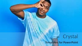  Presentation with black man - Presentation theme having young-black-man-wearing-tye background and a light blue colored foreground