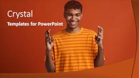  Presentation with good luck - Presentation theme enhanced with young-black-man-with-piercing background and a tawny brown colored foreground