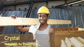  Presentation with black-man - Audience pleasing PPT theme consisting of young black man working backdrop and a tawny brown colored foreground