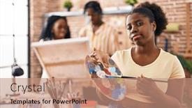 Presentation with black art - Presentation theme enhanced with young-black-painter-woman background and a  colored foreground