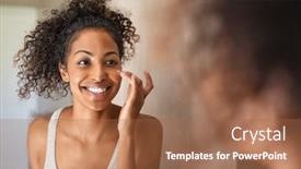  Presentation with african beauty - Beautiful presentation design featuring young-black-woman-applying-moisturising backdrop and a coral colored foreground