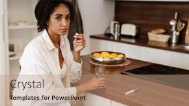  Presentation with black woman - Presentation theme enhanced with young-black-woman-being-upset background and a coral colored foreground