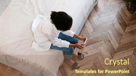  Presentation with black-woman - PPT theme enhanced with young-black-woman-being-upset background and a coral colored foreground