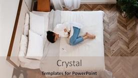  Presentation with black woman - Presentation design enhanced with young-black-woman-being-upset background and a coral colored foreground