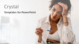  Presentation with black woman - PPT layouts with young-black-woman-being-upset background and a white colored foreground