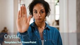  Presentation with abortion - Theme having young-black-woman-gesturing-stop background and a ocean colored foreground