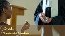  Presentation with jesus bread - Slides consisting of young-black-woman-holding-unleavened background and a tawny brown colored foreground
