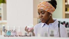  Presentation with pink-black - PPT theme having young-black-woman-holding background and a soft green colored foreground