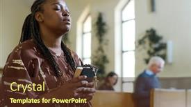 Presentation with black church - Presentation design with young-black-woman-in-casual background and a tawny brown colored foreground