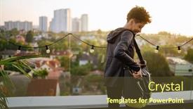 Presentation with workout - Presentation having young-black-woman-in-sportswear background and a tawny brown colored foreground