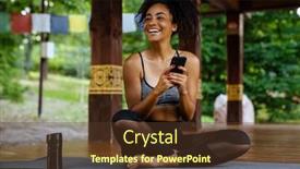  Presentation with black woman - Slide deck consisting of young-black-woman-smiling background and a  colored foreground