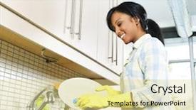 Presentation with black woman at gas station - Audience pleasing theme consisting of young black woman washing dishes backdrop and a blonde colored foreground