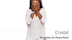 Presentation with crying - Beautiful slide deck featuring young-black-woman-wearing-casual backdrop and a white colored foreground