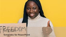  Presentation with black woman - Slide set consisting of young-black-woman-with-braids background and a coral colored foreground