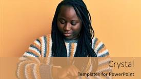  Presentation with black woman - Slide set consisting of young-black-woman-with-braids background and a coral colored foreground