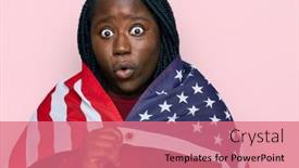  Presentation with states - Beautiful presentation theme featuring young-black-woman-with-braids backdrop and a coral colored foreground