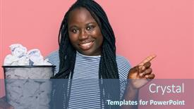  Presentation with bin - Beautiful theme featuring young-black-woman-with-braids backdrop and a ocean colored foreground