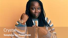  Presentation with black woman - Theme having young-black-woman-with-braids background and a coral colored foreground