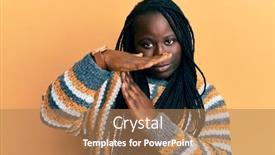  Presentation with black woman - Presentation theme featuring young-black-woman-with-braids background and a coral colored foreground