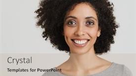  Presentation with black woman - PPT theme with young-black-woman-with-curly background and a mint green colored foreground