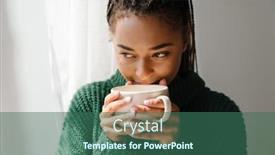  Presentation with black woman - Cool new PPT theme with young-black-woman-with-pigtails and a ocean colored foreground