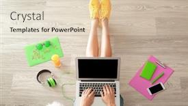  Presentation with blogger - Beautiful PPT layouts featuring young blogger with laptop at home backdrop and a lemonade colored foreground