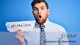  Presentation with capitalism - PPT layouts enhanced with young-blond-businessman-with-beard background and a light blue colored foreground