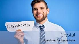  Presentation with capitalism - Slides with young-blond-businessman-with-beard background and a light blue colored foreground