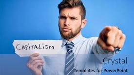  Presentation with capitalism - PPT layouts with young-blond-businessman-with-beard background and a light blue colored foreground