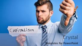  Presentation with capitalism - Slide deck enhanced with young-blond-businessman-with-beard background and a light blue colored foreground