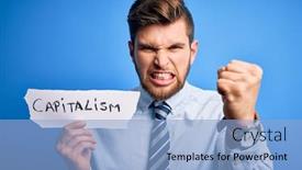  Presentation with capitalism - Cool new presentation theme with young-blond-businessman-with-beard backdrop and a light blue colored foreground