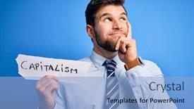  Presentation with capitalism - Presentation with young-blond-businessman-with-beard background and a light blue colored foreground