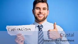  Presentation with capitalism - Presentation theme with young-blond-businessman-with-beard background and a light blue colored foreground