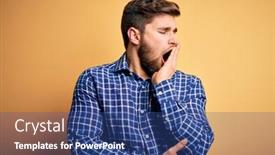  Presentation with sleepiness - Slides featuring young-blond-businessman-with-beard background and a ocean colored foreground