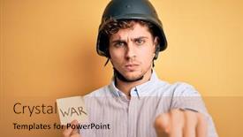  Presentation with war - Audience pleasing PPT theme consisting of young-blond-businessman-with-curly backdrop and a coral colored foreground